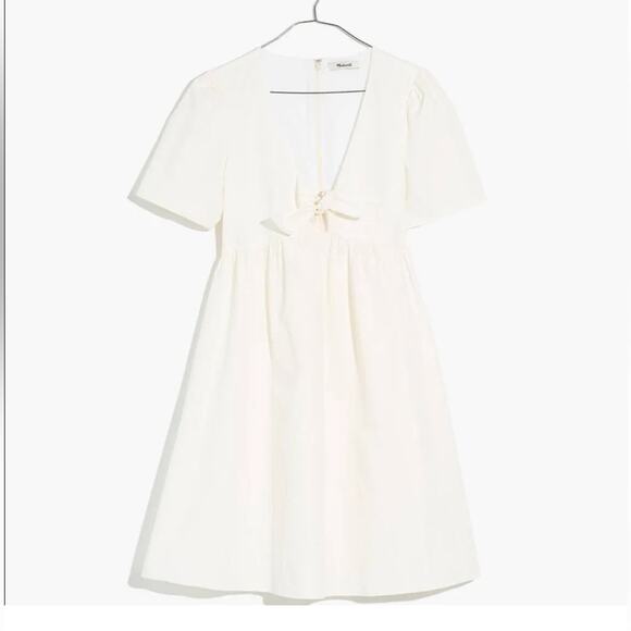 Madewell White Tie Front Poplin Mini Dress size 2 - Picture 7 of 16